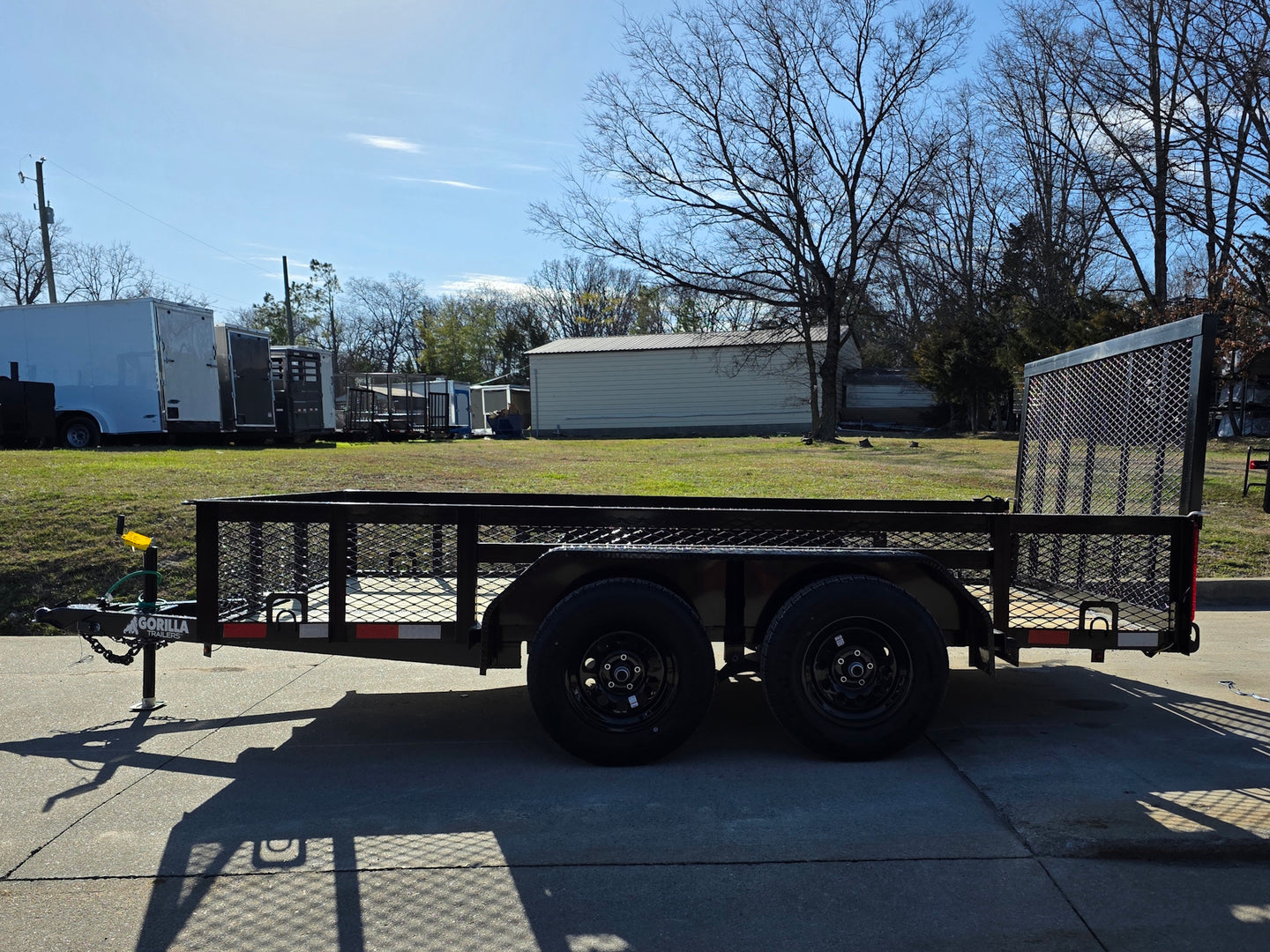 7' X 12' Straight Deck Utility Trailer 18IN Mesh Sides Double Axle 7K GVWRside view picture 