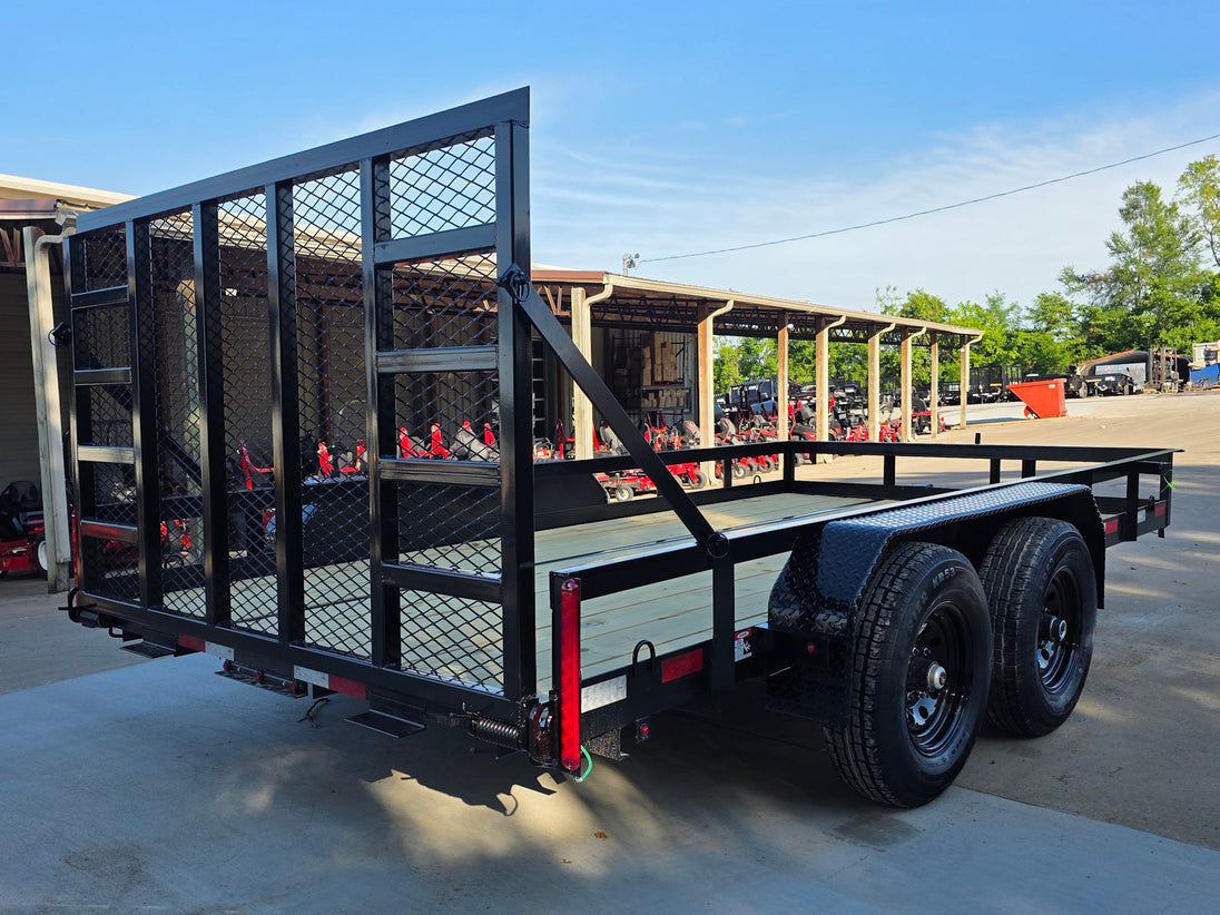 7' X 14' Straight Deck Heavy Duty Utility Trailer (2) 5,200lb Axles 10K GVWR Back right angle picture 