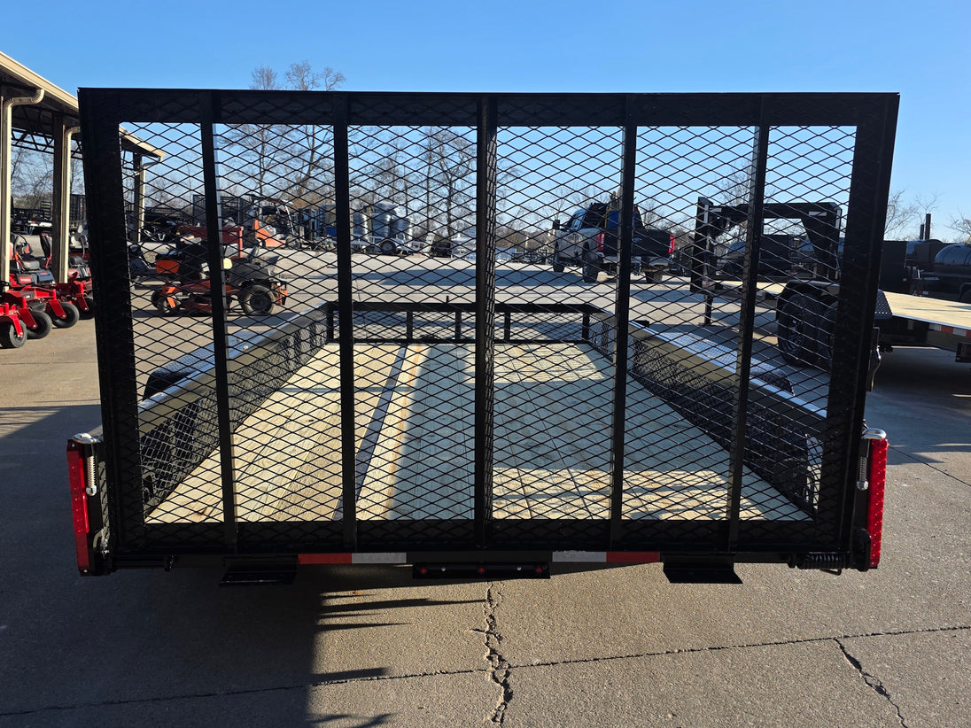 7 X 14 Straight Deck Utility Trailer With 12" Mesh Sides (2) 3,500lb Axles back view picture 