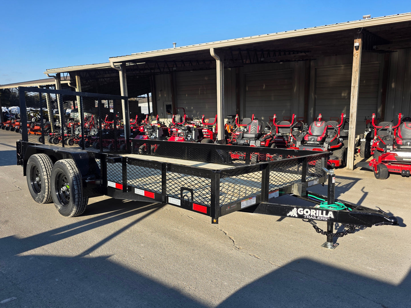 7 X 14 Straight Deck Utility Trailer With 12" Mesh Sides (2) 3,500lb Axles front left angled view picture 