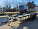 7 X 14 Straight Deck Utility Trailer With 12" Mesh Sides (2) 3,500lb Axles front right angled view picture with ramp down