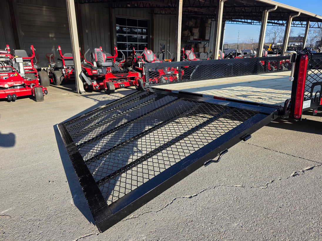 7 X 14 Straight Deck Utility Trailer With 12" Mesh Sides (2) 3,500lb Axles ramp view picture 