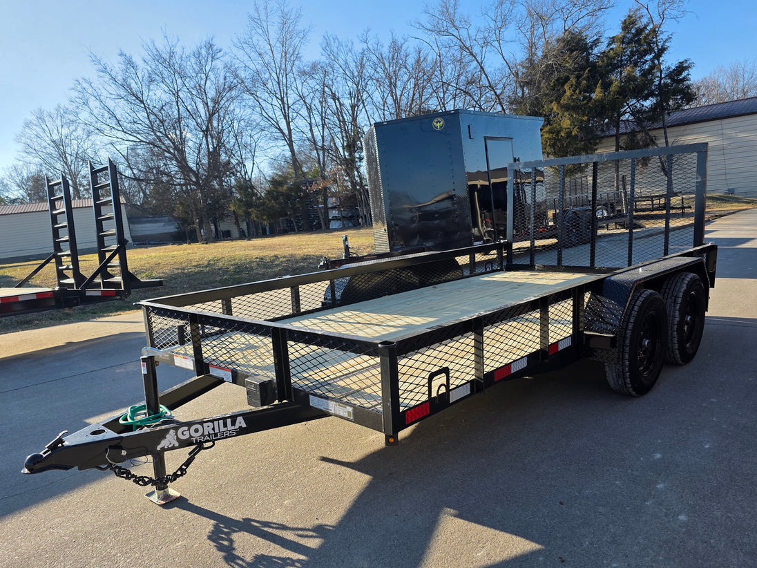 7 X 14 Straight Deck Utility Trailer With 12" Mesh Sides (2) 3,500lb Axles right angled view picture 