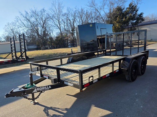 7 X 14 Straight Deck Utility Trailer With 12" Mesh Sides (2) 3,500lb Axles right angled view picture 
