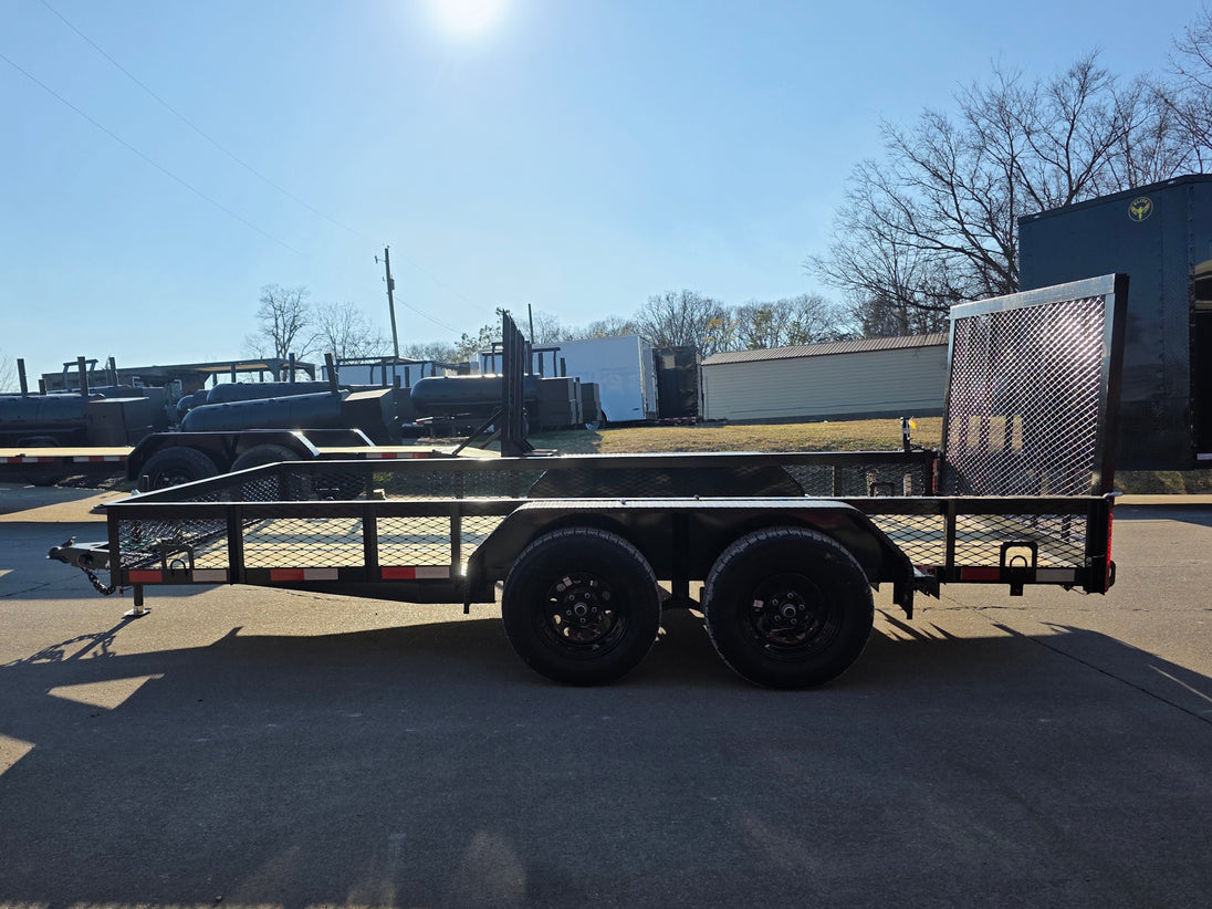 7 X 14 Straight Deck Utility Trailer With 12" Mesh Sides (2) 3,500lb Axles right side view picture 