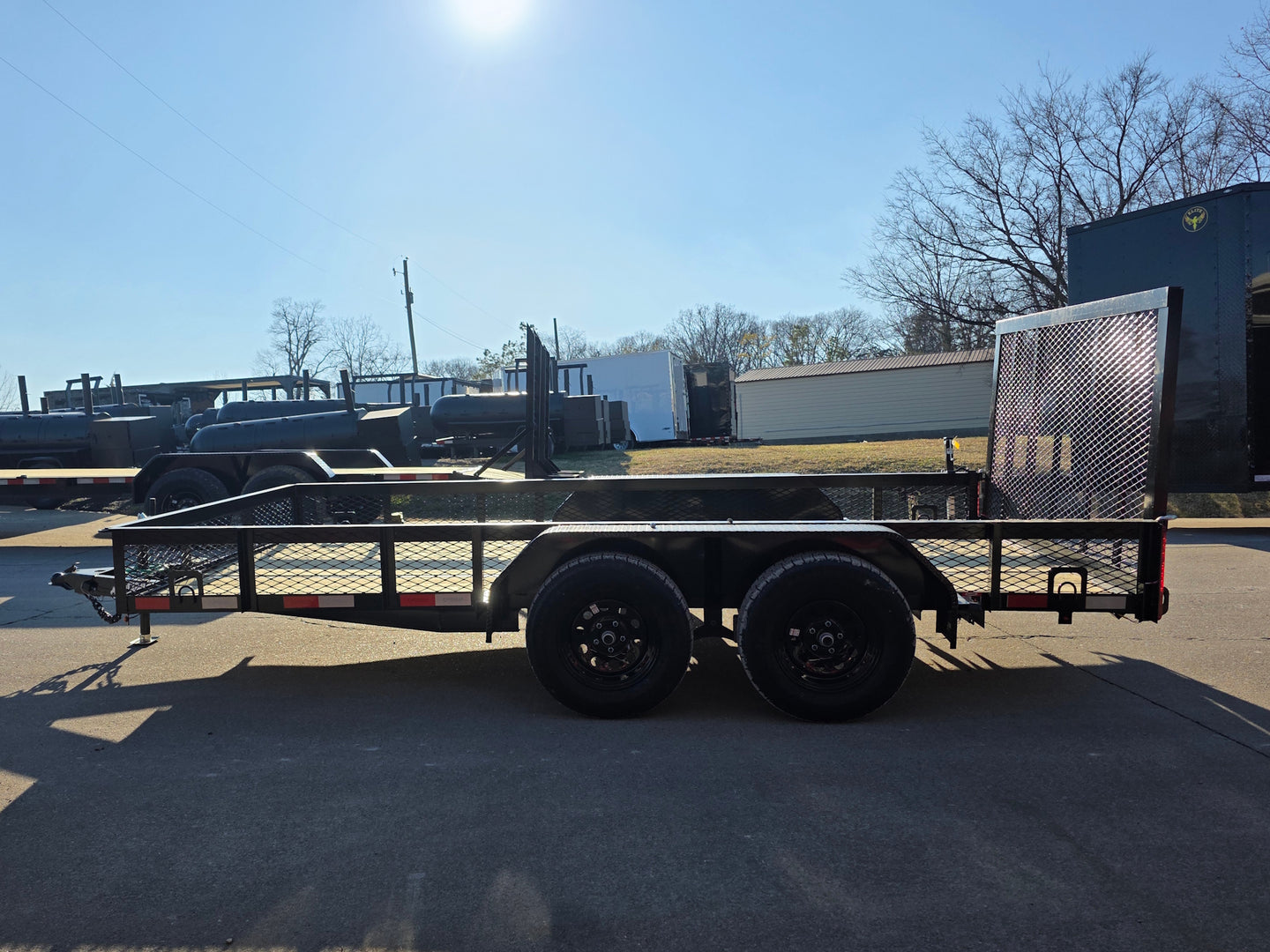 7 X 14 Straight Deck Utility Trailer With 12" Mesh Sides (2) 3,500lb Axles right side view picture 