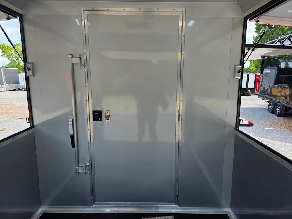 7' X 16' Concession Trailer Victory Red BBQ Event and Catering Back porch picture 