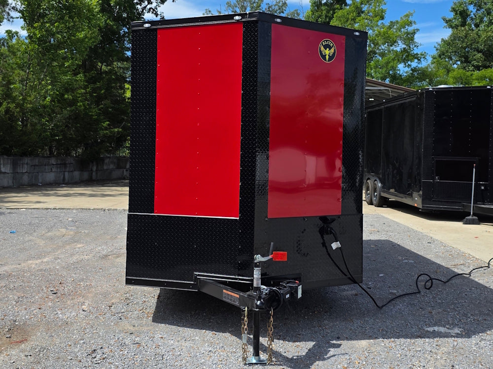7' X 16' Concession Trailer Victory Red BBQ Event and Catering Front side picture 