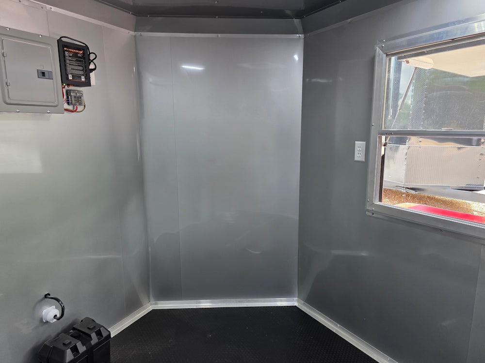 7' X 16' Concession Trailer Victory Red BBQ Event and Catering Interior back side picture 