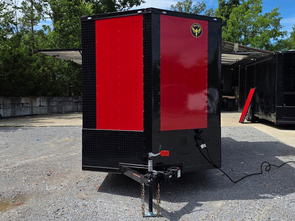 7' X 16' Concession Trailer Victory Red BBQ Event and Catering Front side picture 