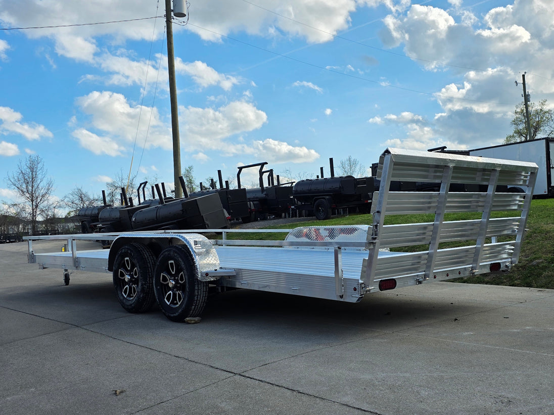 7' x 20' Aluminum Tandem Axle Utility Trailer Back left angle picture 
