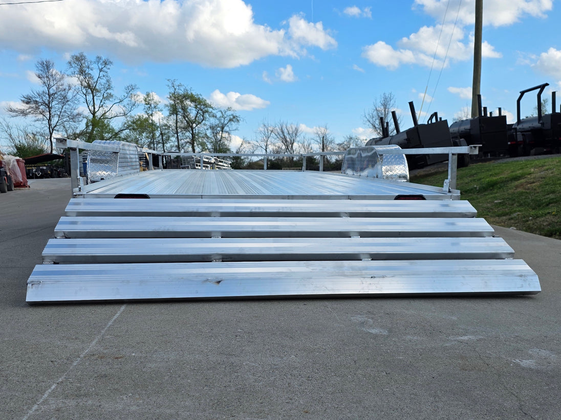7' x 20' Aluminum Tandem Axle Utility Trailer Open back side picture 