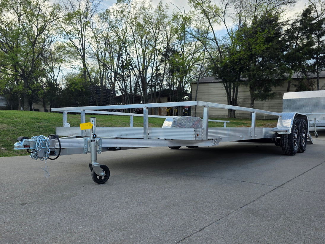 7' x 20' Aluminum Tandem Axle Utility Trailer Open front right angle picture 