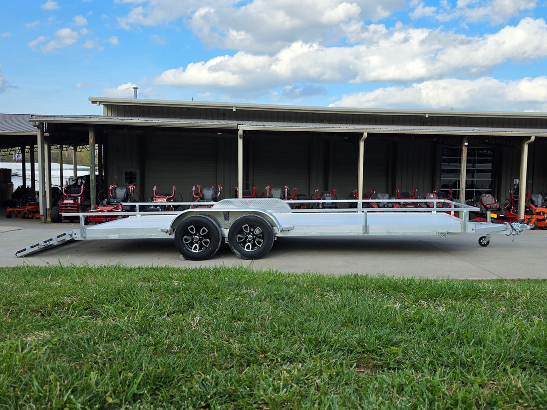  7' x 20' Aluminum Tandem Axle Utility Trailer Open left side picture 