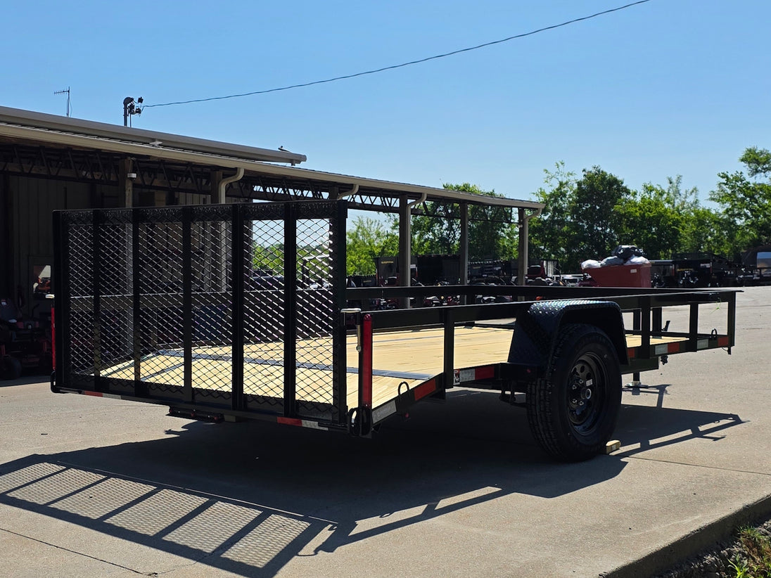 7x12 Dovetail Utility Trailer 3,500lb Axle Back right angle picture 