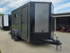 7x14 Black V-Nose Enclosed Trailer Blkout Pkg (2) 7,000lb Axles Elec Pkg Open front left angle picture 