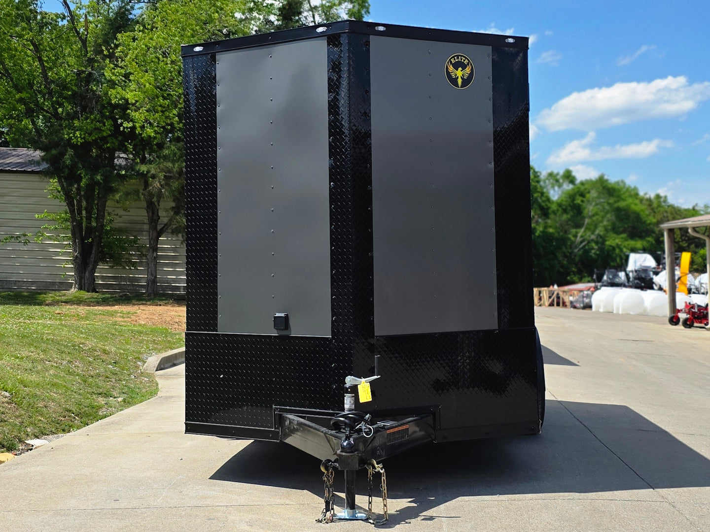 7x14 Black V-Nose Enclosed Trailer Blkout Pkg (2) 7,000lb Axles Elec Pkg Front side picture 