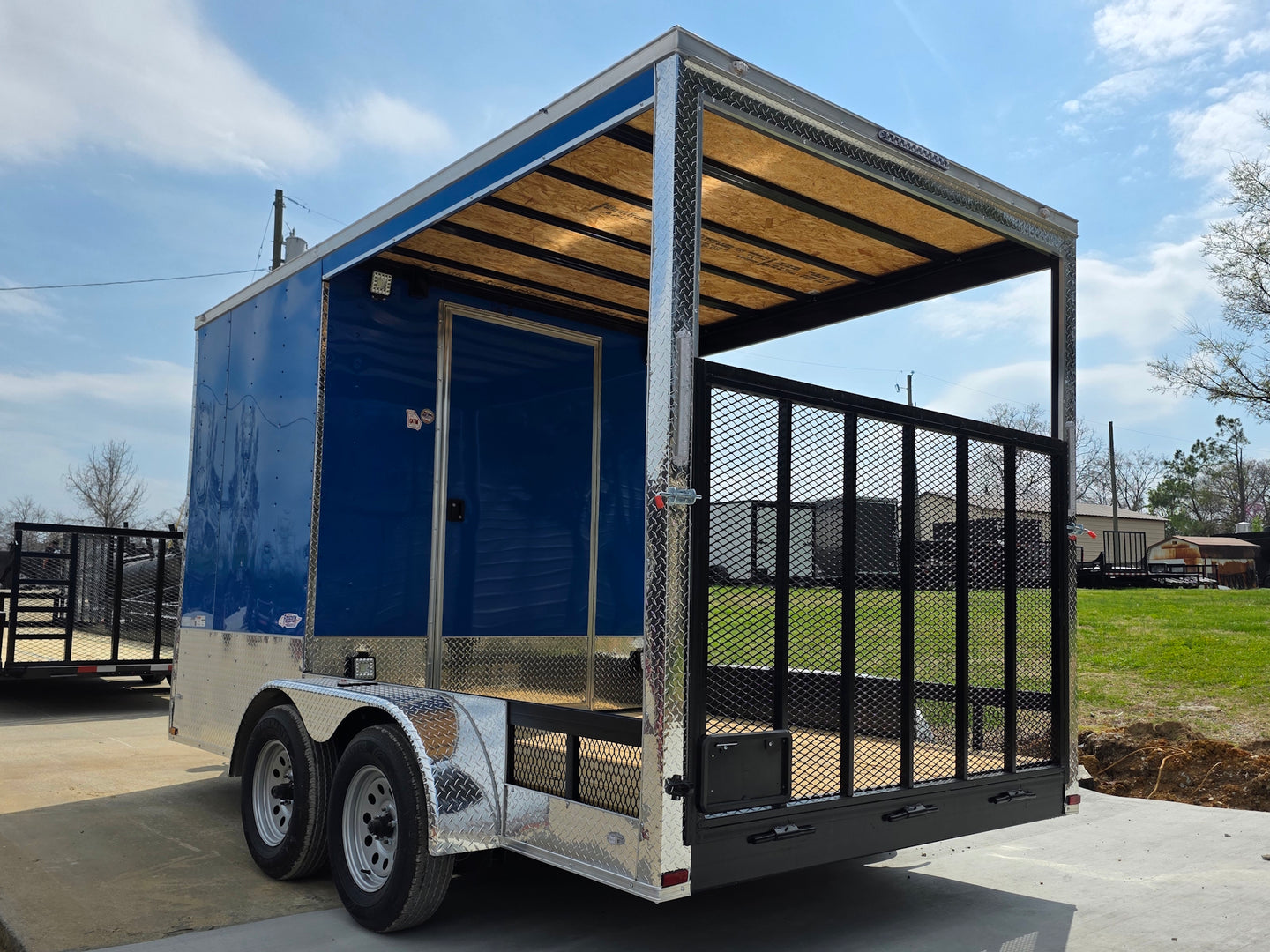 7x14 Enclosed Hybrid 2-3500lb axles Back left angle picture 