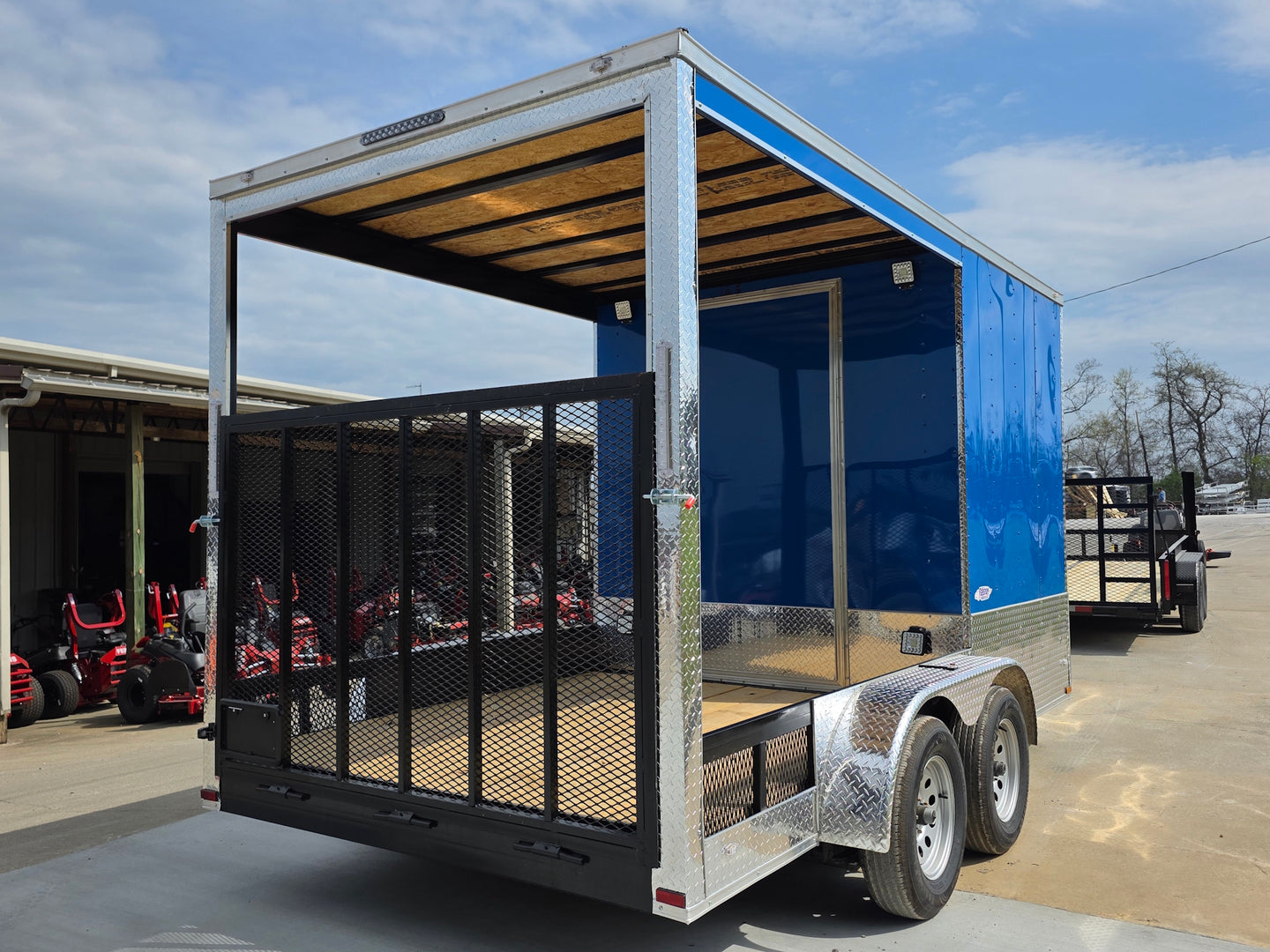 7x14 Enclosed Hybrid 2-3500lb axles Back right angle picture 