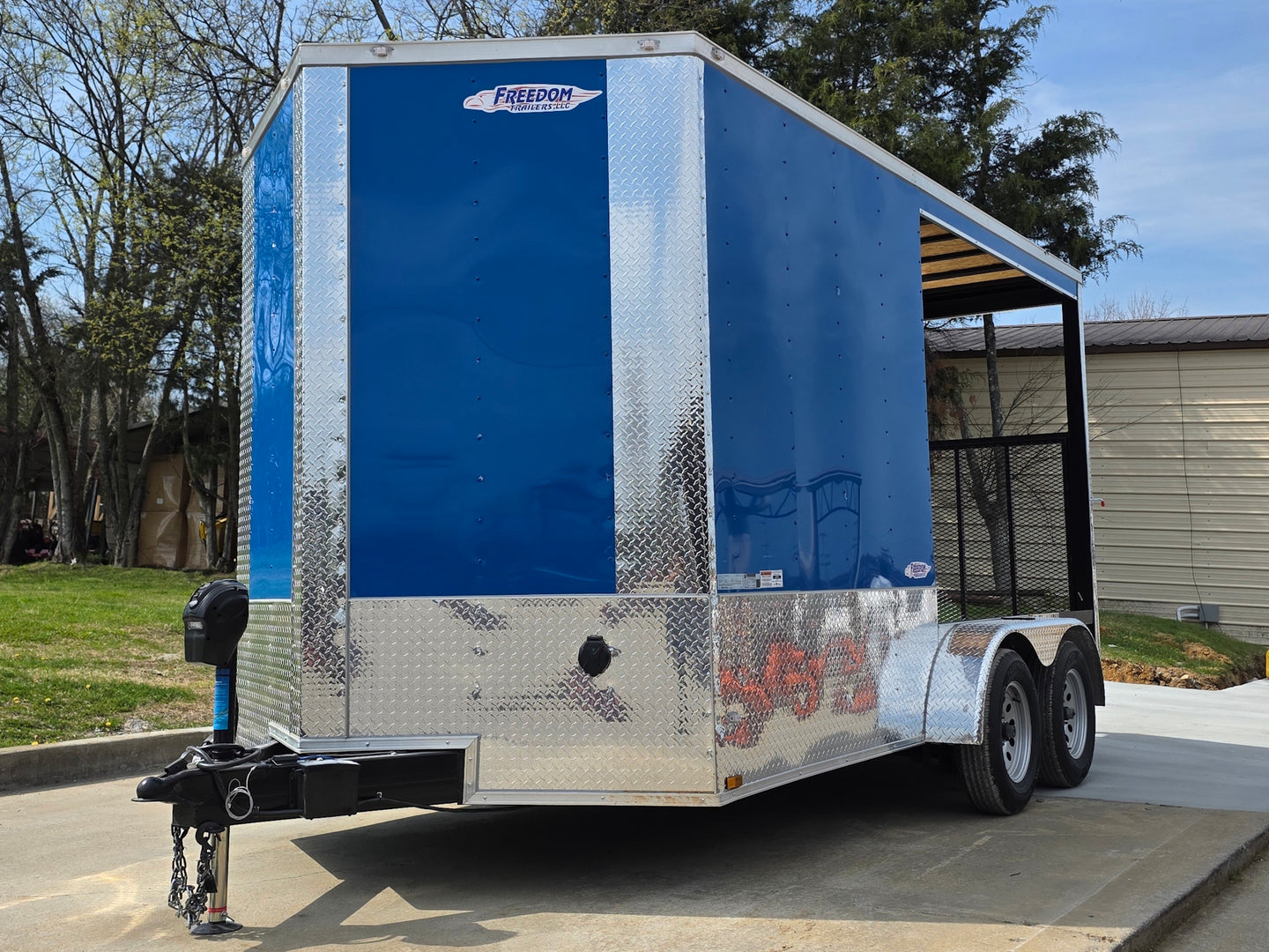 7x14 Enclosed Hybrid 2-3500lb axles Front right angle picture 