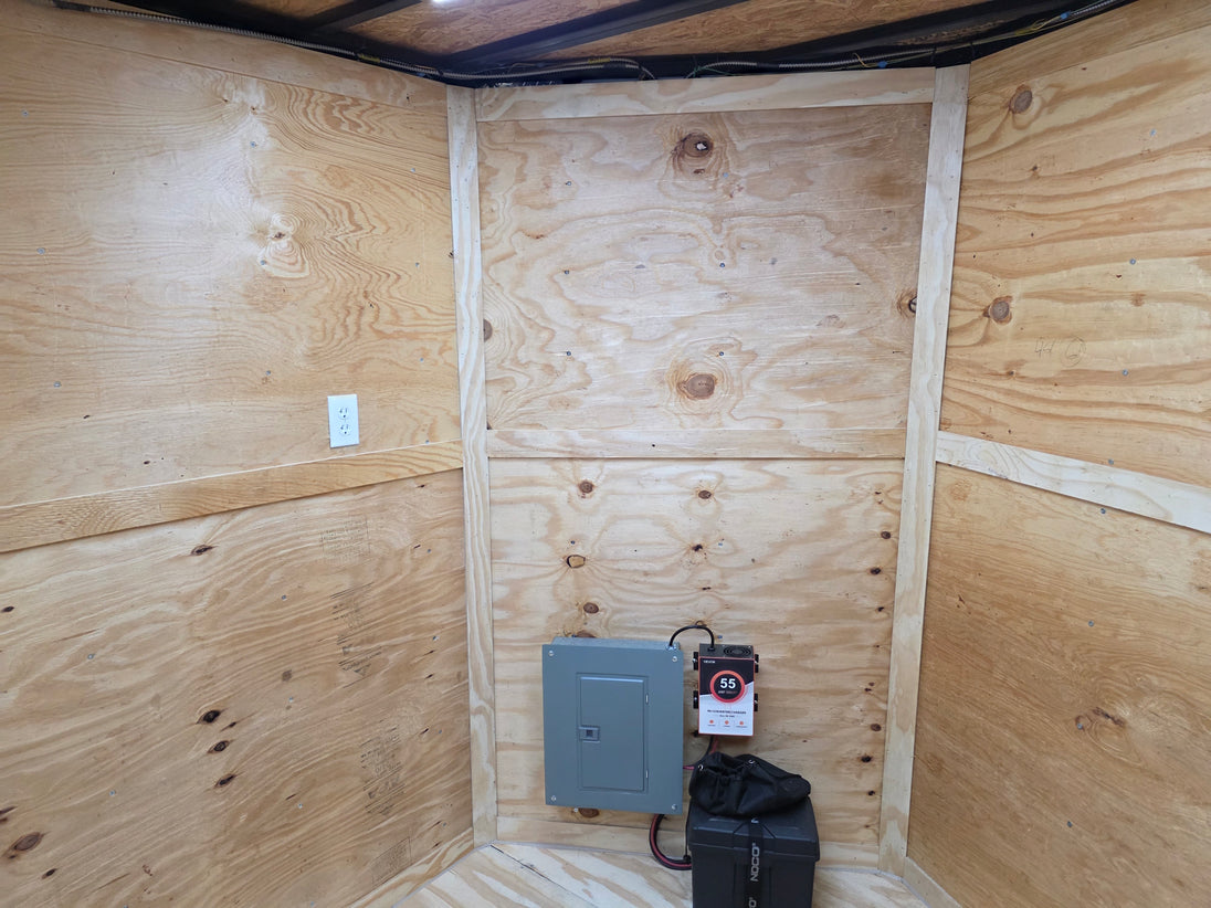 7x14 Enclosed Hybrid 2-3500lb axles Interior back right angle picture 