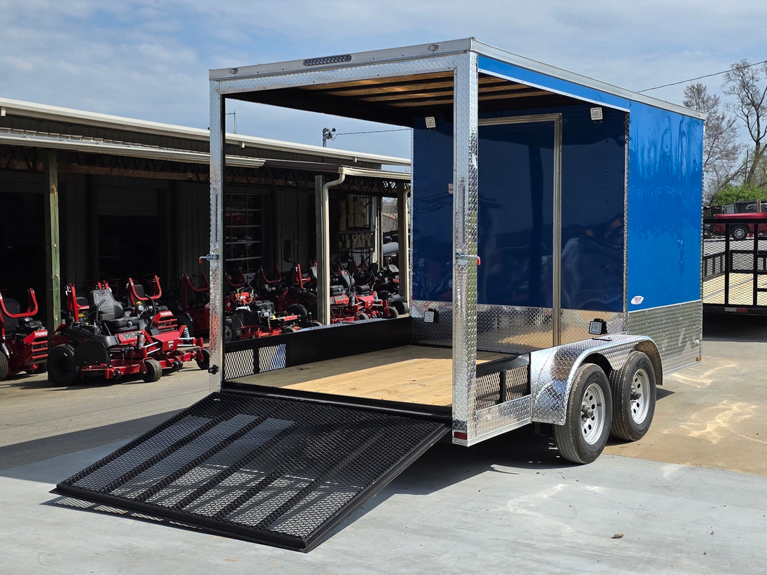 7x14 Enclosed Hybrid 2-3500lb axles Open back right angle picture 