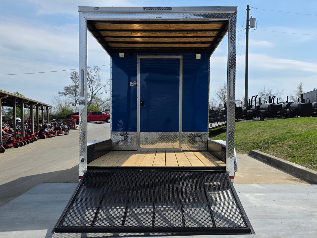 7x14 Enclosed Hybrid 2-3500lb axles Open back side picture 