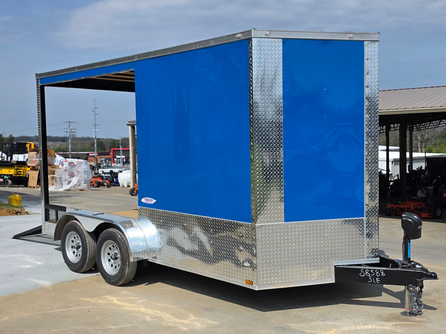 7x14 Enclosed Hybrid 2-3500lb axles Open front left angle picture 