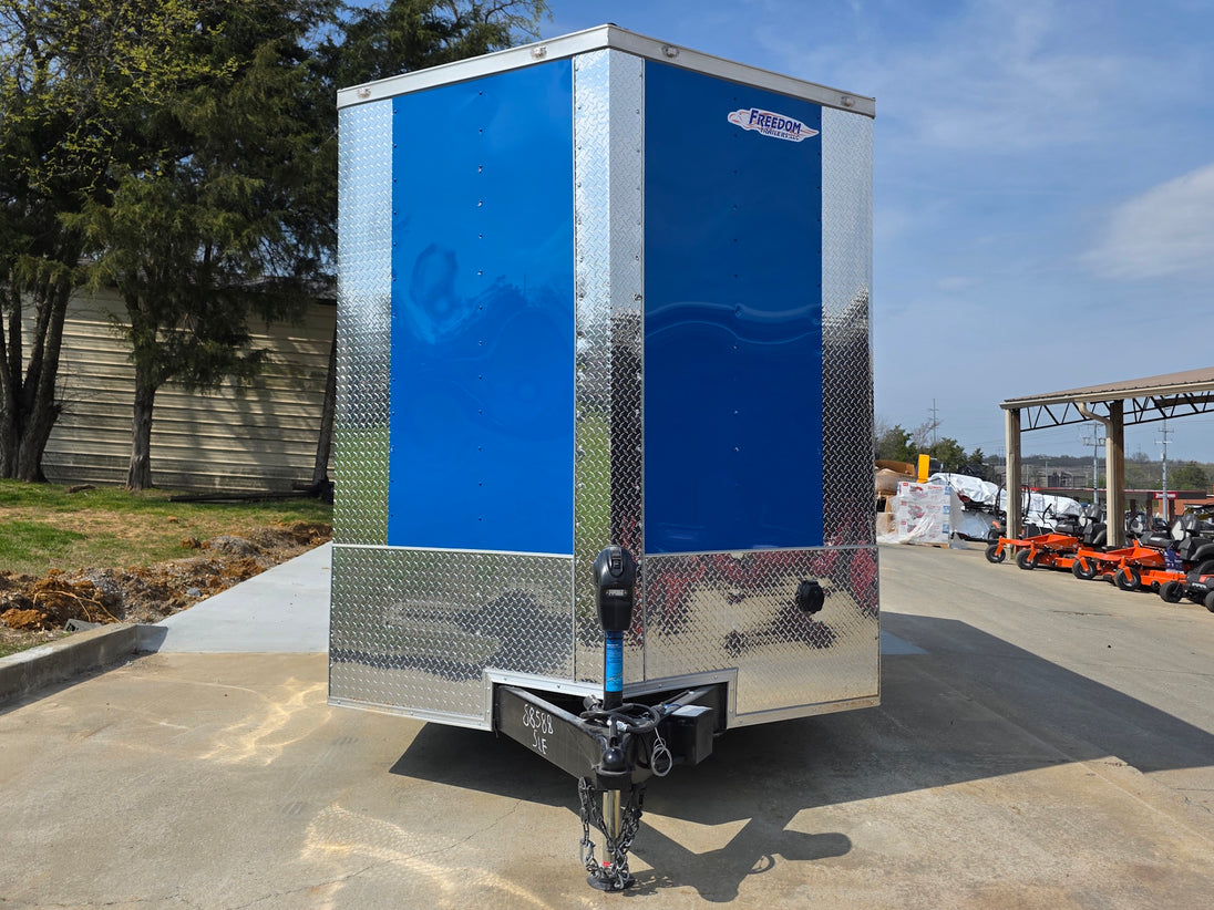 7x14 Enclosed Hybrid 2-3500lb axles Open front side view 