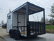 7x14 White Custom Enclosed Trailer with 6' Gate Back left angle picture 