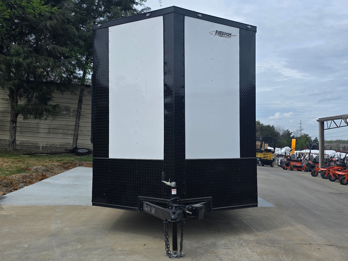 7x14 White Custom Enclosed Trailer with 6' Gate Front side picture 