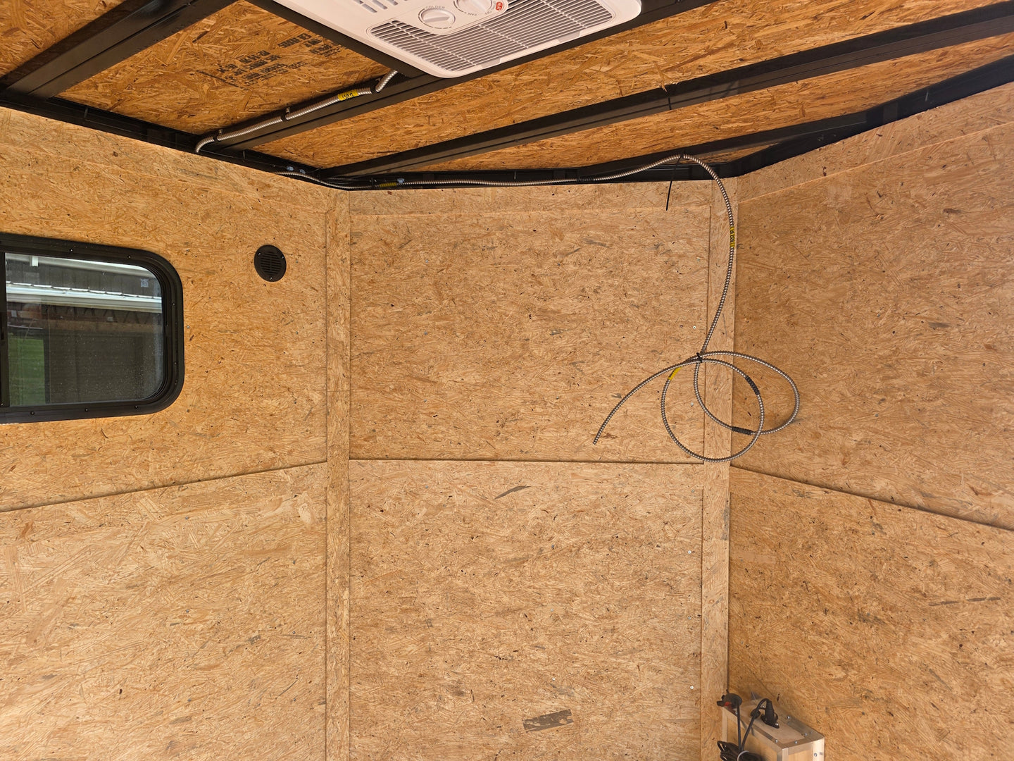 7x14 White Custom Enclosed Trailer with 6' Gate Interior back right angle picture 