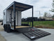 7x14 White Custom Enclosed Trailer with 6' Gate Open back left angle picture 