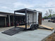 7x14 White Custom Enclosed Trailer with 6' Gate Open right angle picture 