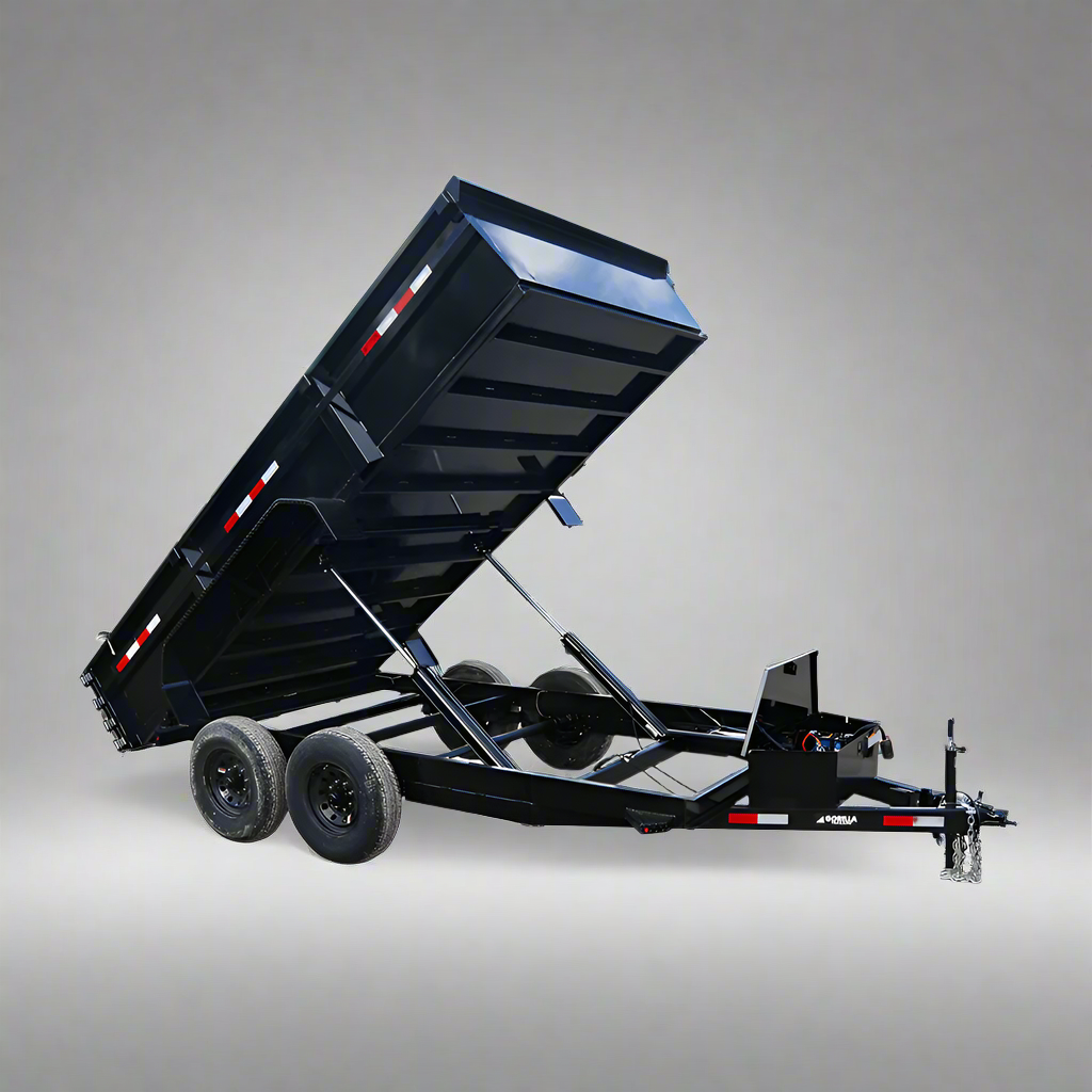 7x14 Gorilla Economy Hydraulic Dump Trailer 2ft Sides (2) 7K Axles Studio