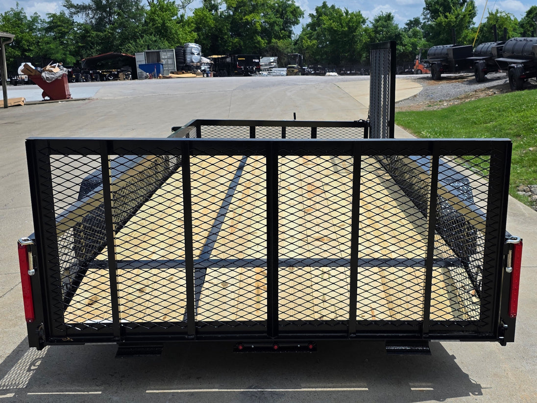 7x16 Dovetail Utility Trailer with 1FT Mesh Side Gate (2) 3500lb Axle 7k GVWR Back side picture 