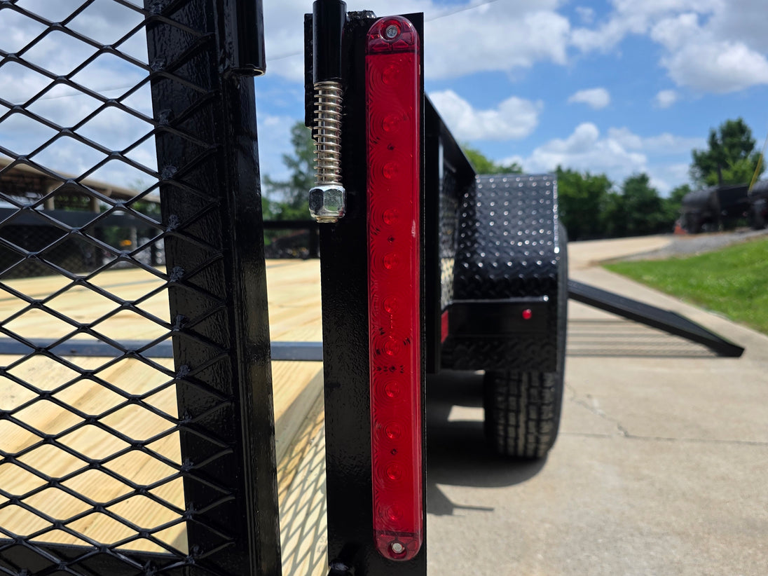 7x16 Dovetail Utility Trailer with 1FT Mesh Side Gate (2) 3500lb Axle 7k GVWR Brake light picture 