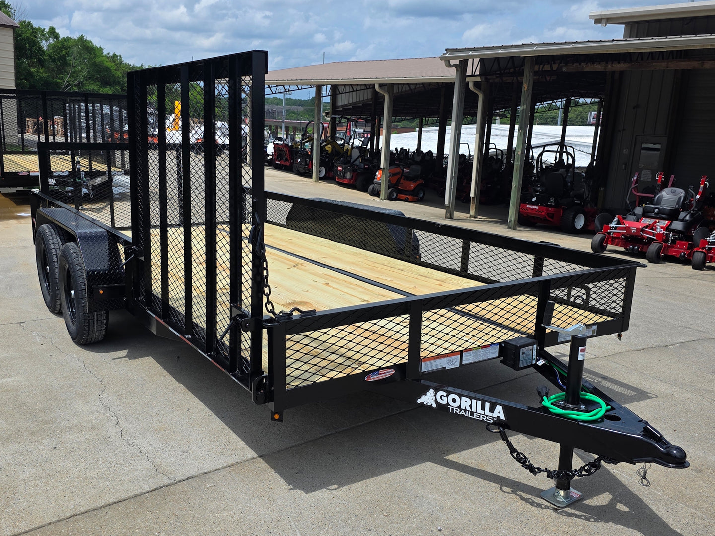 7x16 Dovetail Utility Trailer with 1FT Mesh Side Gate (2) 3500lb Axle 7k GVWR Front left angle picture 