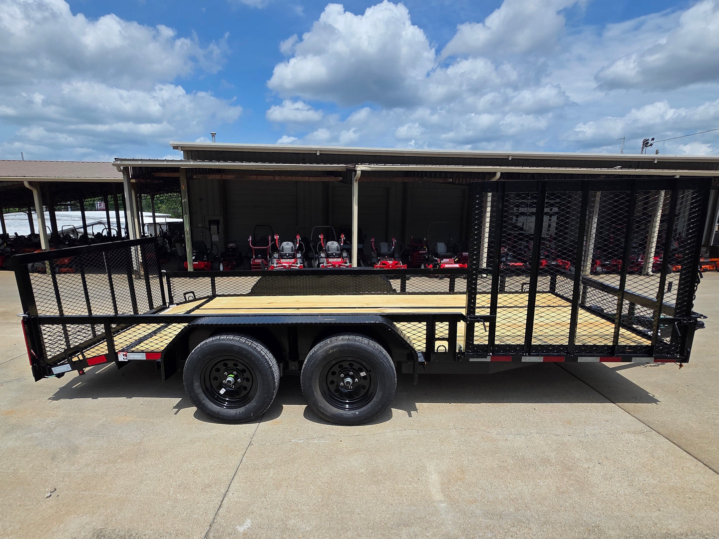 7x16 Dovetail Utility Trailer with 1FT Mesh Side Gate (2) 3500lb Axle 7k GVWR Left side picture 