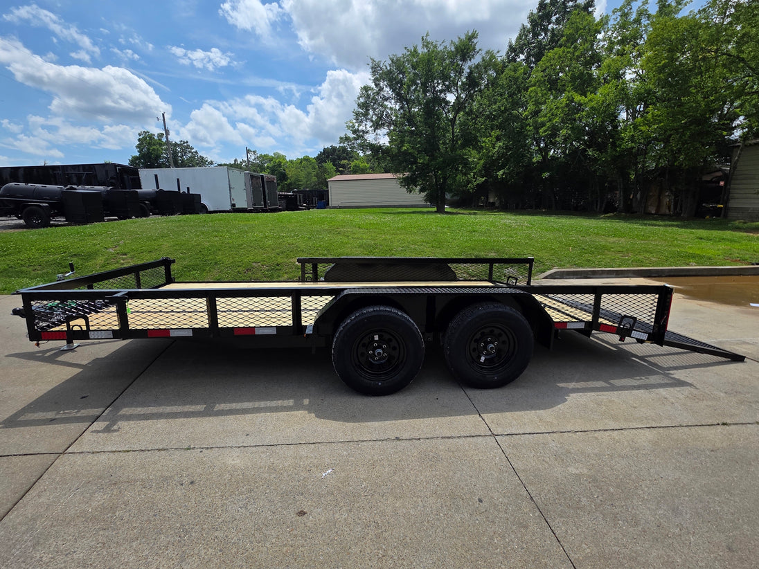 7x16 Dovetail Utility Trailer with 1FT Mesh Side Gate (2) 3500lb Axle 7k GVWR Open right side picture 