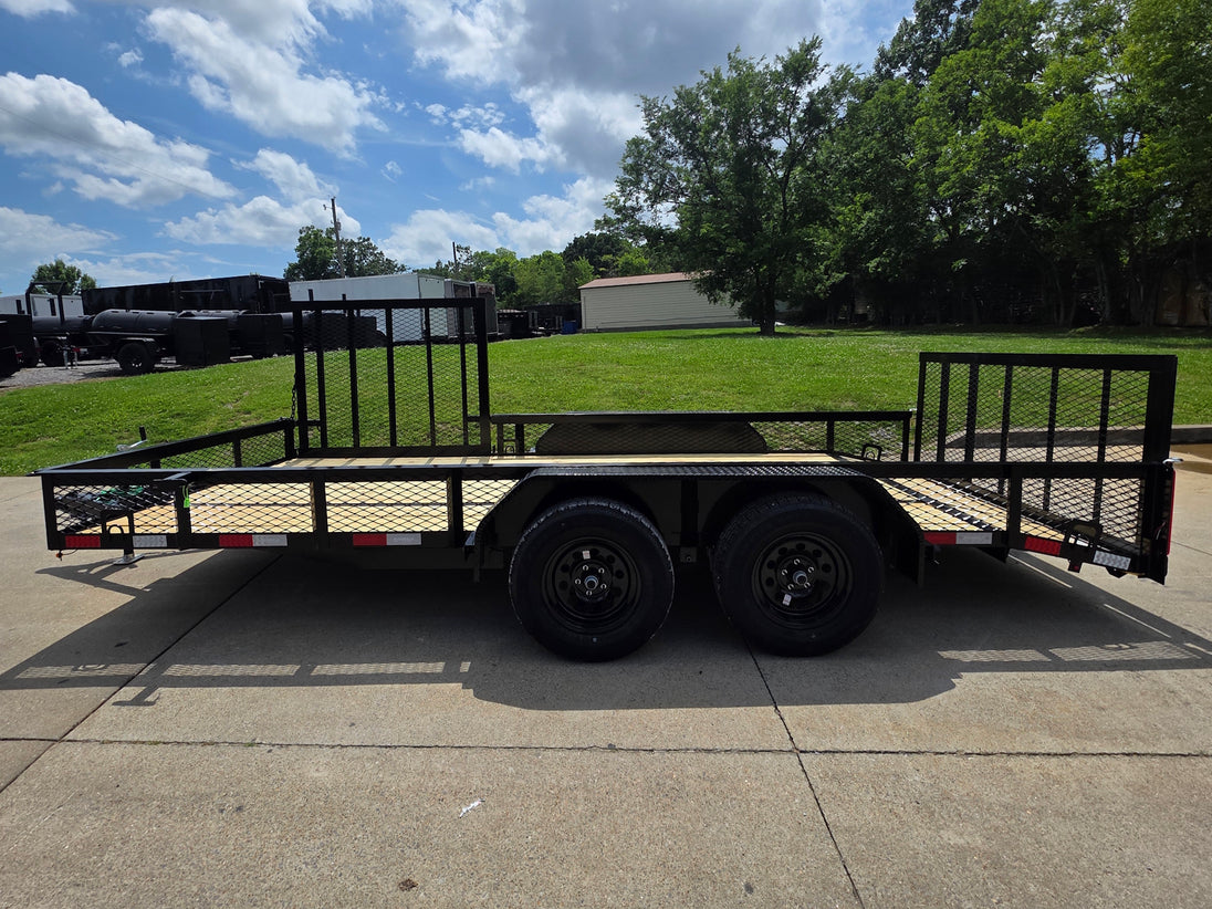 7x16 Dovetail Utility Trailer with 1FT Mesh Side Gate (2) 3500lb Axle 7k GVWR Right side picture 