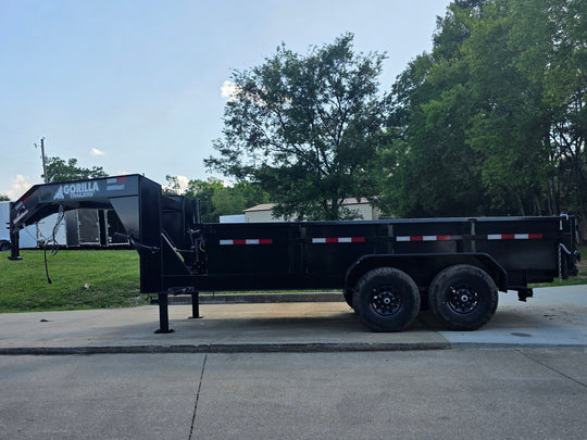 7x16 Gorilla Telescopic Gooseneck IBeam Dump Trailer 2ft Sides (2) 7K Axles Right side picture 