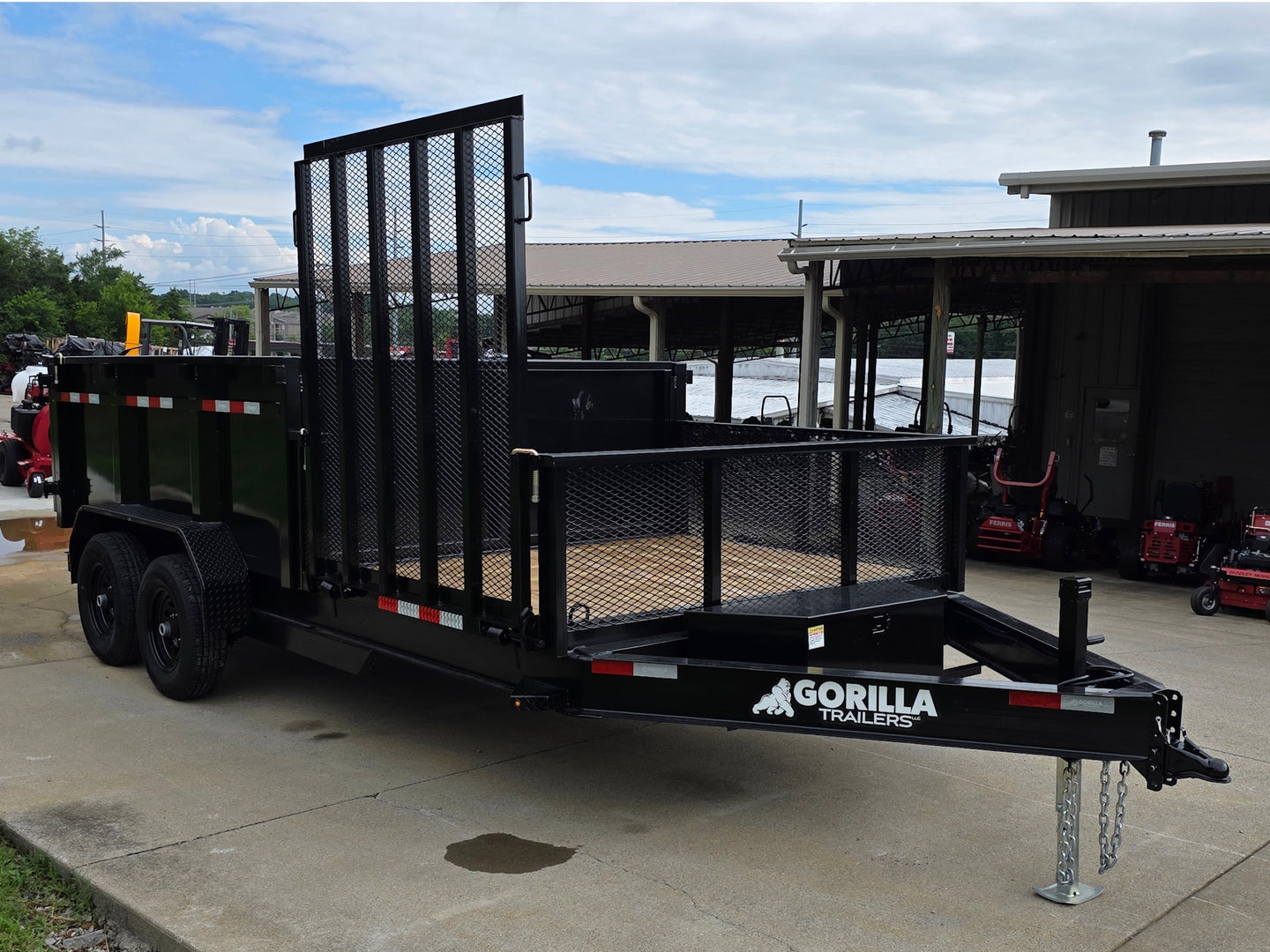 7x16 IBeam Hybrid Hydraulic Dump Trailer with 2ft Sides (2) 6K Axles Front left angle picture 