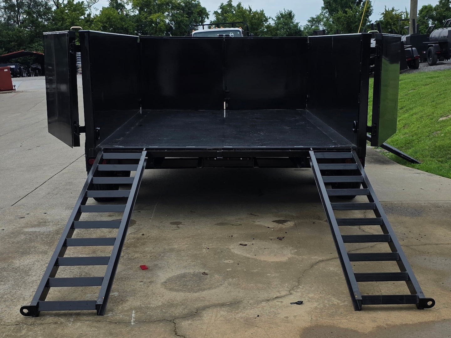 7x16 IBeam Hybrid Hydraulic Dump Trailer with 2ft Sides (2) 6K Axles Open back side picture 