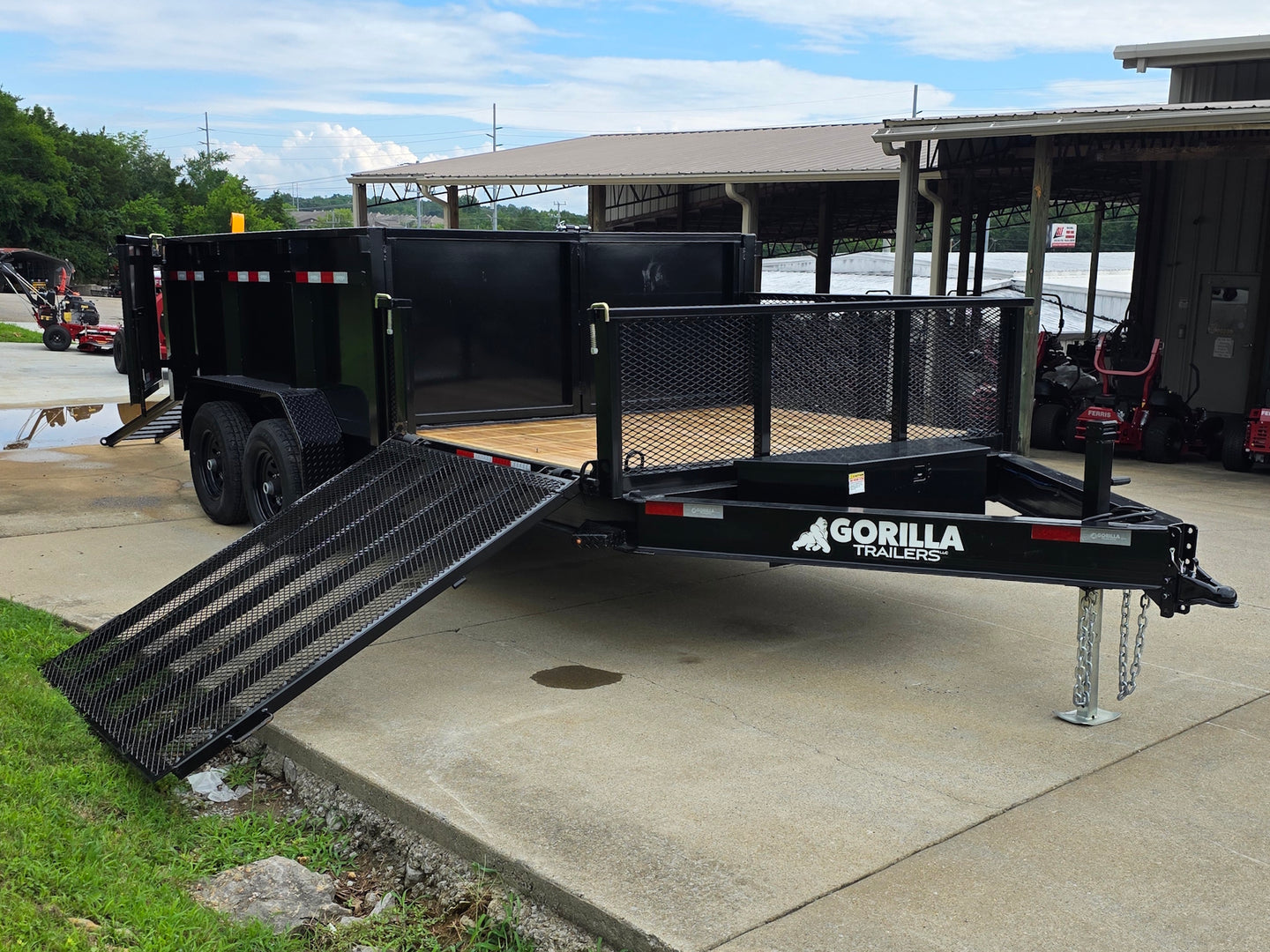 7x16 IBeam Hybrid Hydraulic Dump Trailer with 2ft Sides (2) 6K Axles Open front left angle picture 