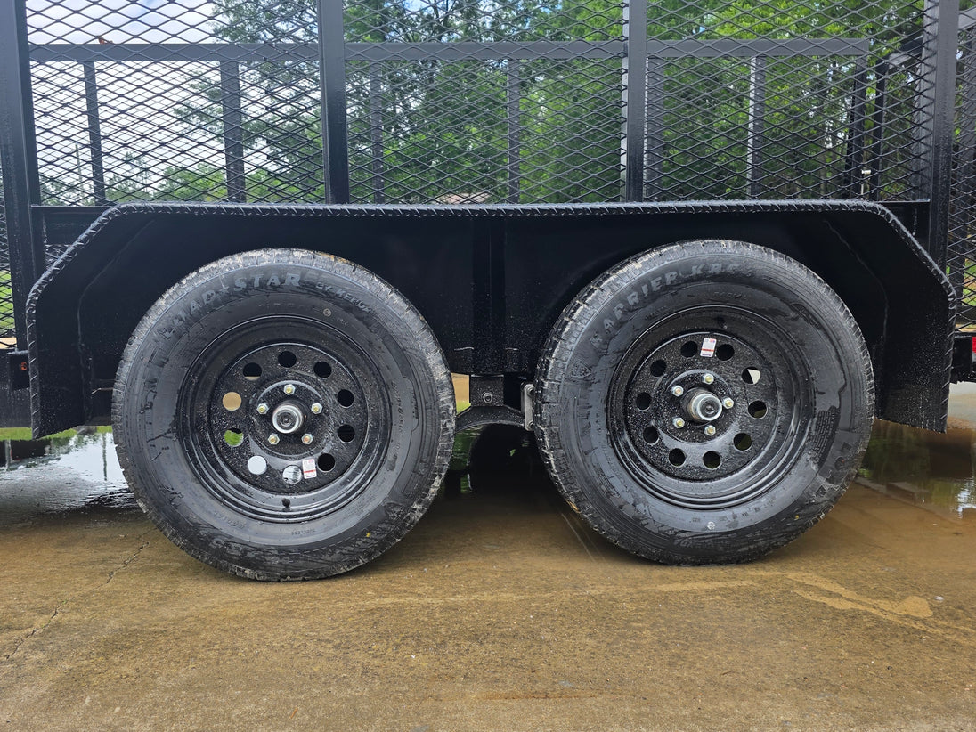 7x16 Powder Coated Straight Deck Utility Trailer with 4.5ft Mesh Sides (2) 3500lb Axles Axle picture 