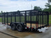 7x16 Powder Coated Straight Deck Utility Trailer with 4.5ft Mesh Sides (2) 3500lb Axles Back left angle picture 