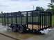 7x16 Powder Coated Straight Deck Utility Trailer with 4.5ft Mesh Sides (2) 3500lb Axles Back left angle picture 