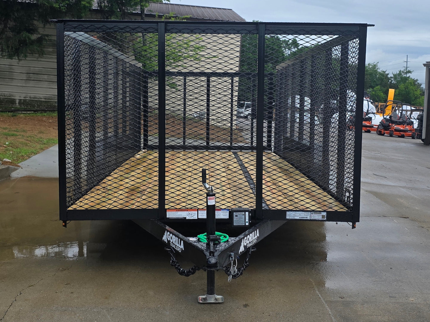 7x16 Powder Coated Straight Deck Utility Trailer with 4.5ft Mesh Sides (2) 3500lb Axles Front side picture 