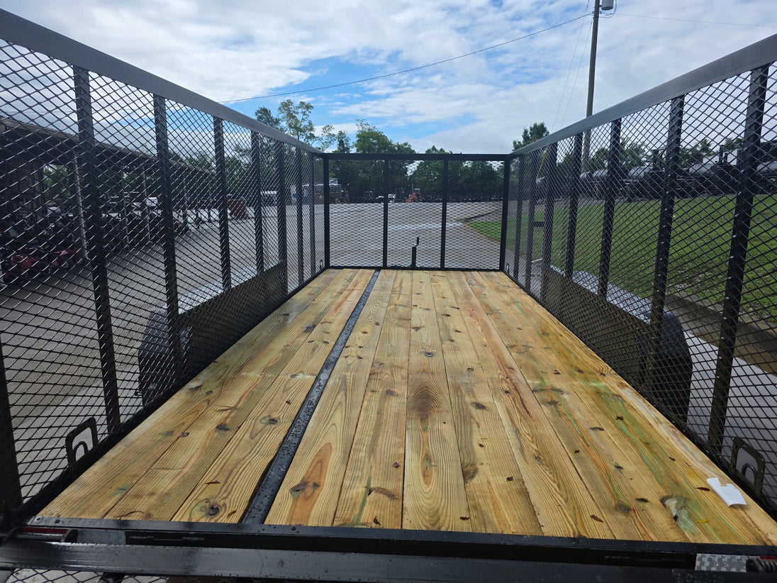 7x16 Powder Coated Straight Deck Utility Trailer with 4.5ft Mesh Sides (2) 3500lb Axles Interior back side picture 